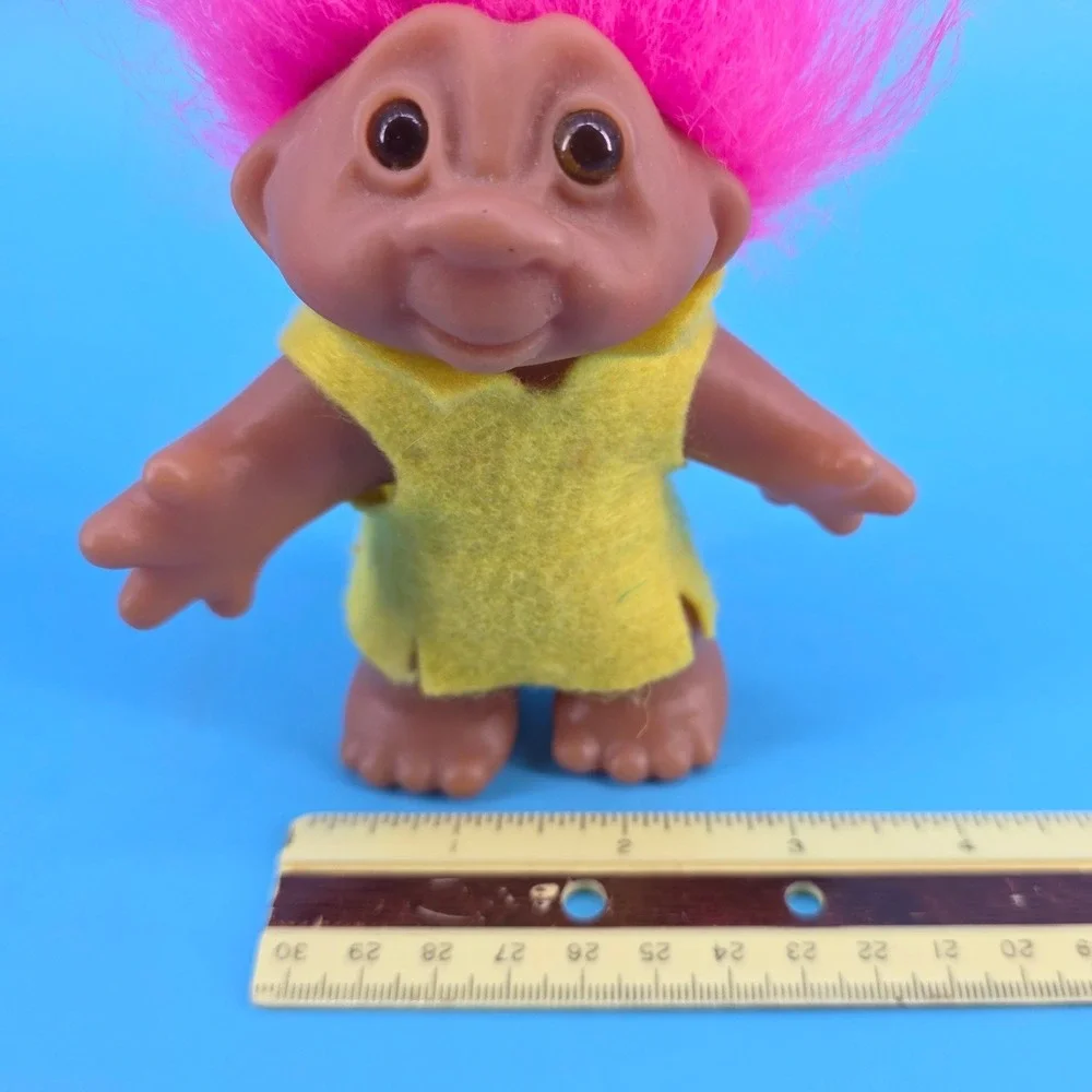 Vintage 1986 Dam Troll‎ Doll Pink Hair Yellow Outfit 3 inch Collectible Figure
